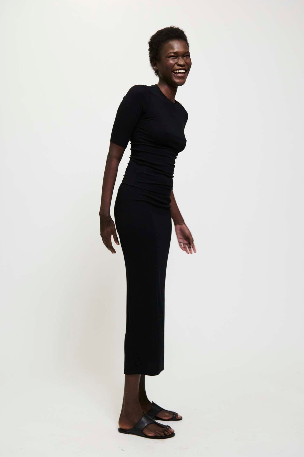 The Rib Pencil Skirt in Black