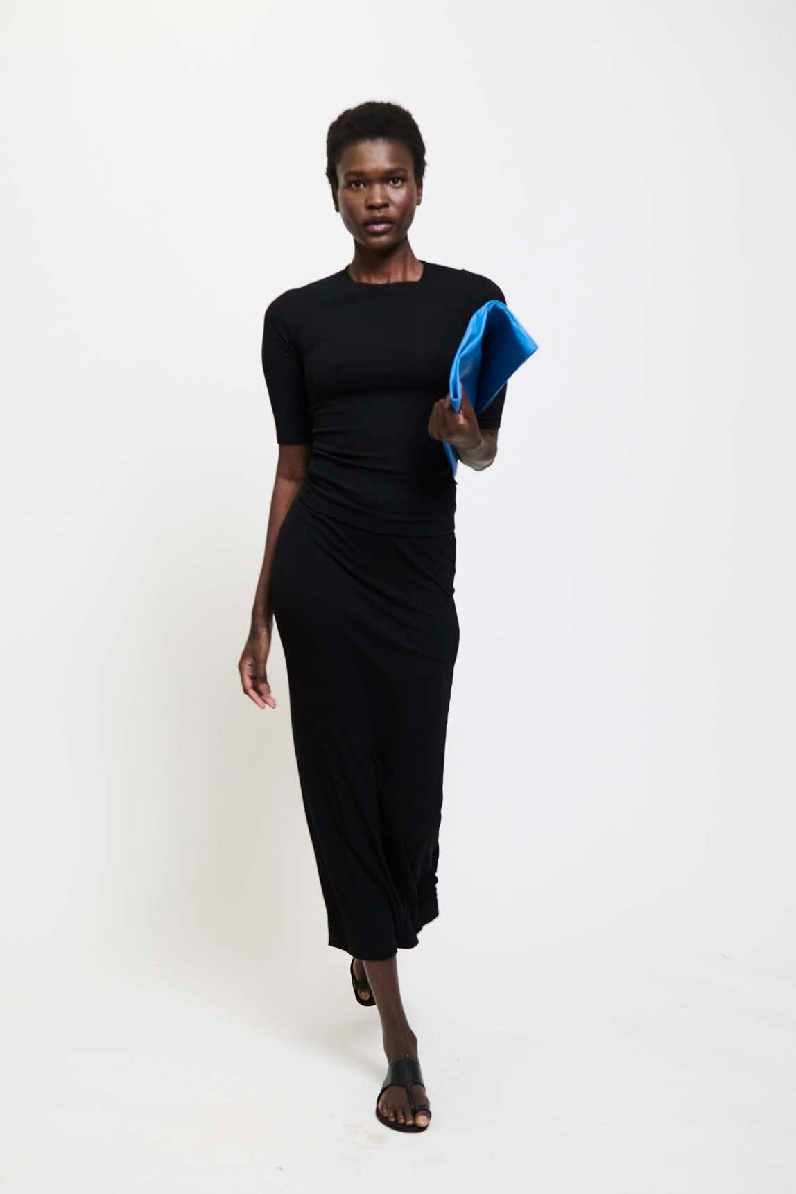 The Rib Pencil Skirt in Black
