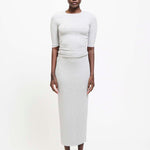 The Rib Pencil Skirt in Heather Grey