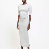 The Rib Pencil Skirt in Heather Grey