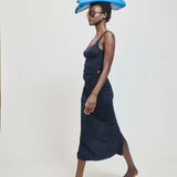 The Rib Pencil Skirt in Navy