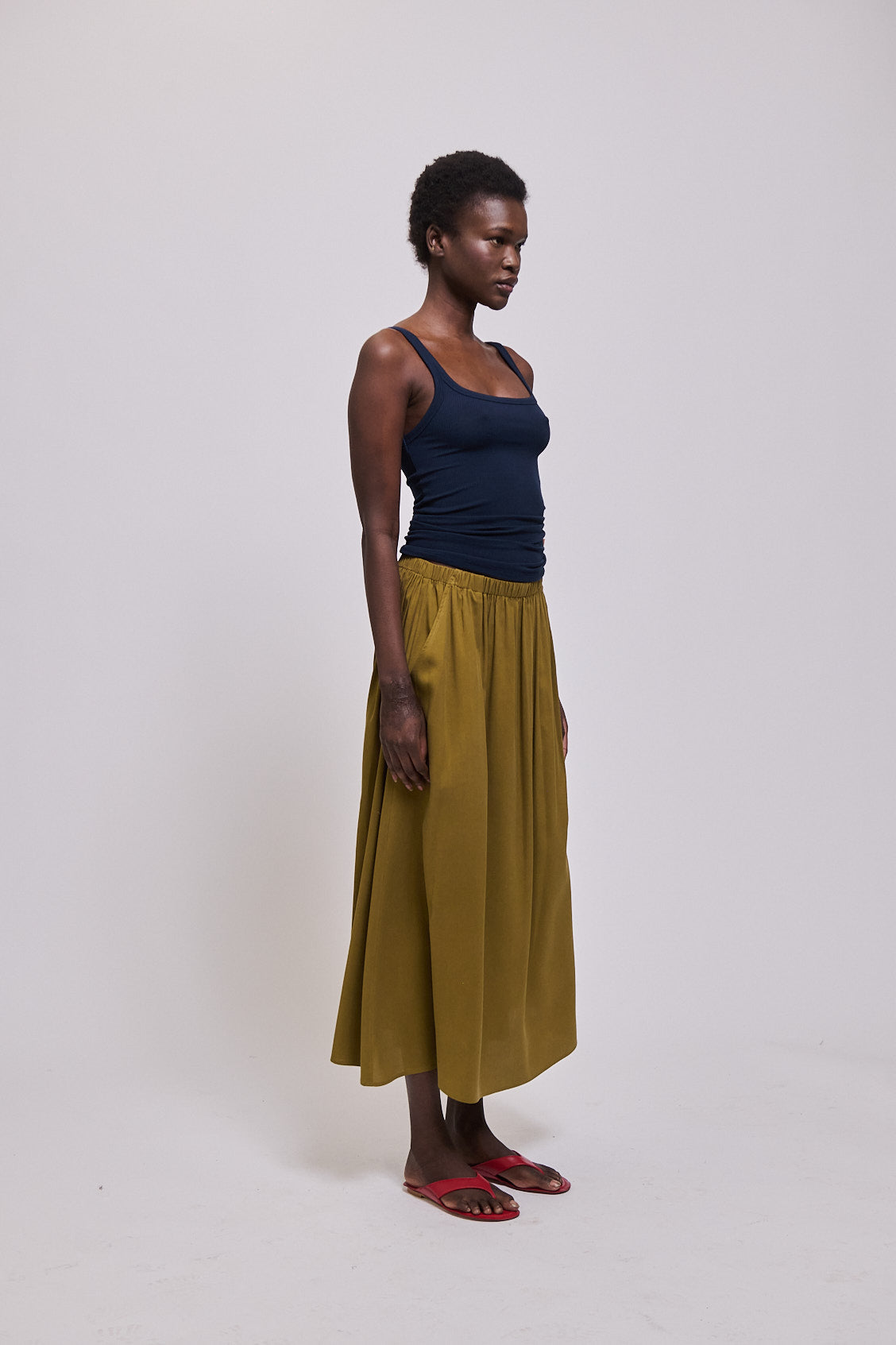 The Midi Swing Skirt in Avo