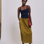 The Midi Swing Skirt in Avo
