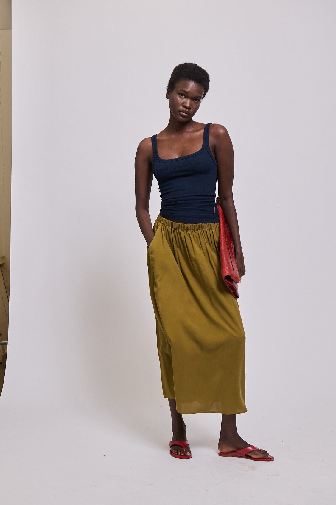The Midi Swing Skirt in Avo
