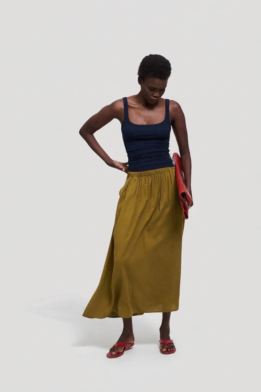The Midi Swing Skirt in Avo