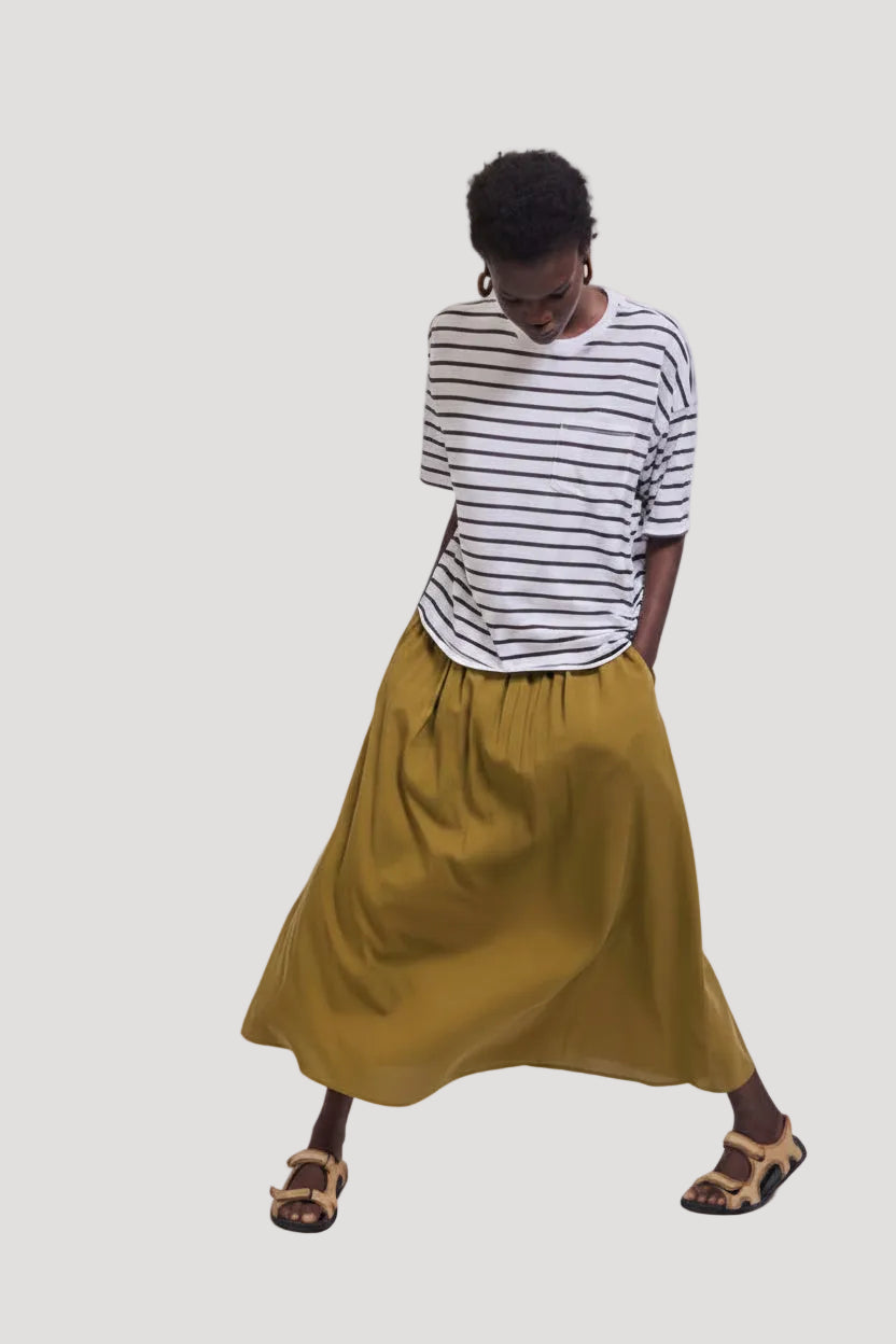 The Boxy Tee in White Stripe