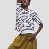 The Boxy Tee in White Stripe