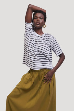 The Boxy Tee in White Stripe