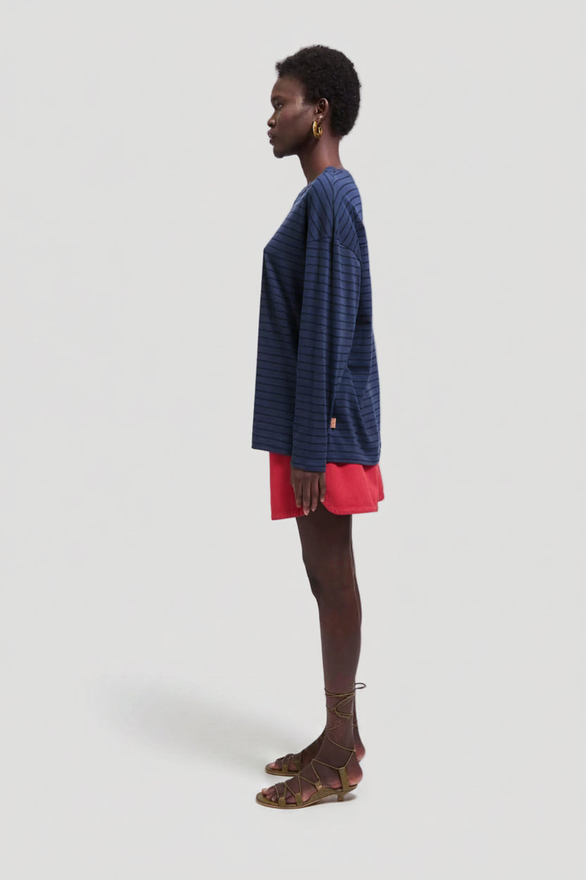 The High V Tee in Blue Stripe