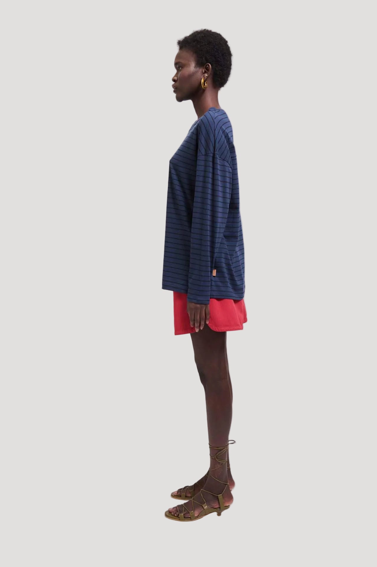 The High V Tee in Blue Stripe