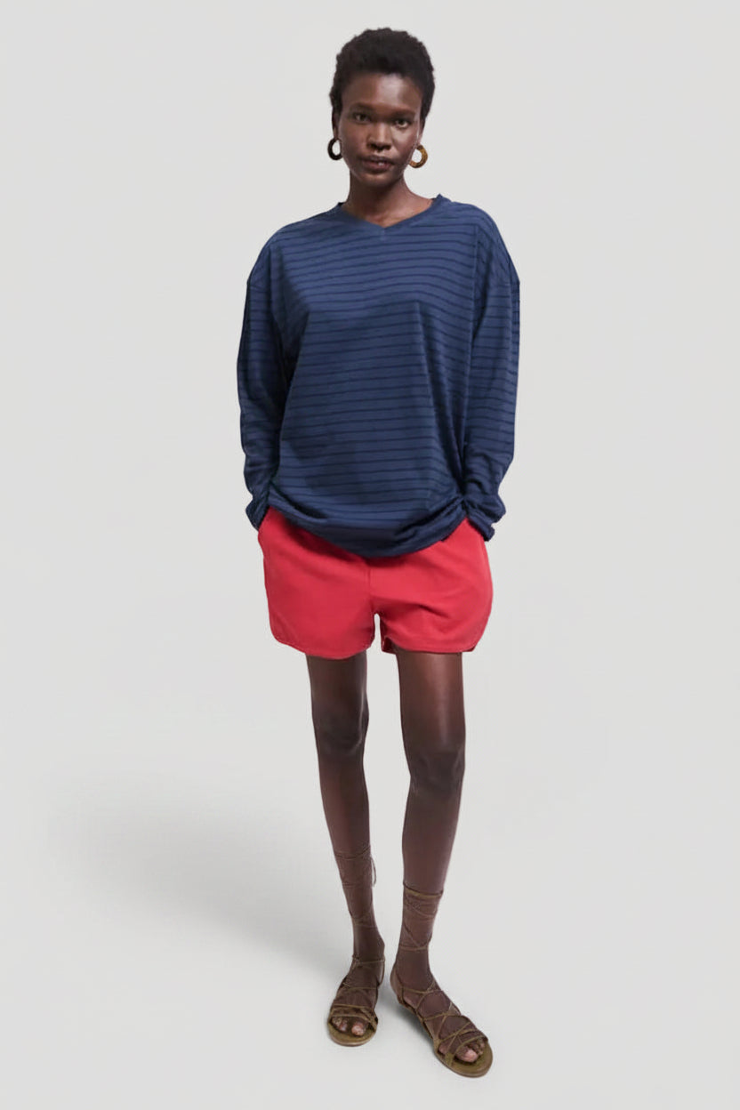 The High V Tee in Blue Stripe