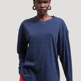 The High V Tee in Blue Stripe