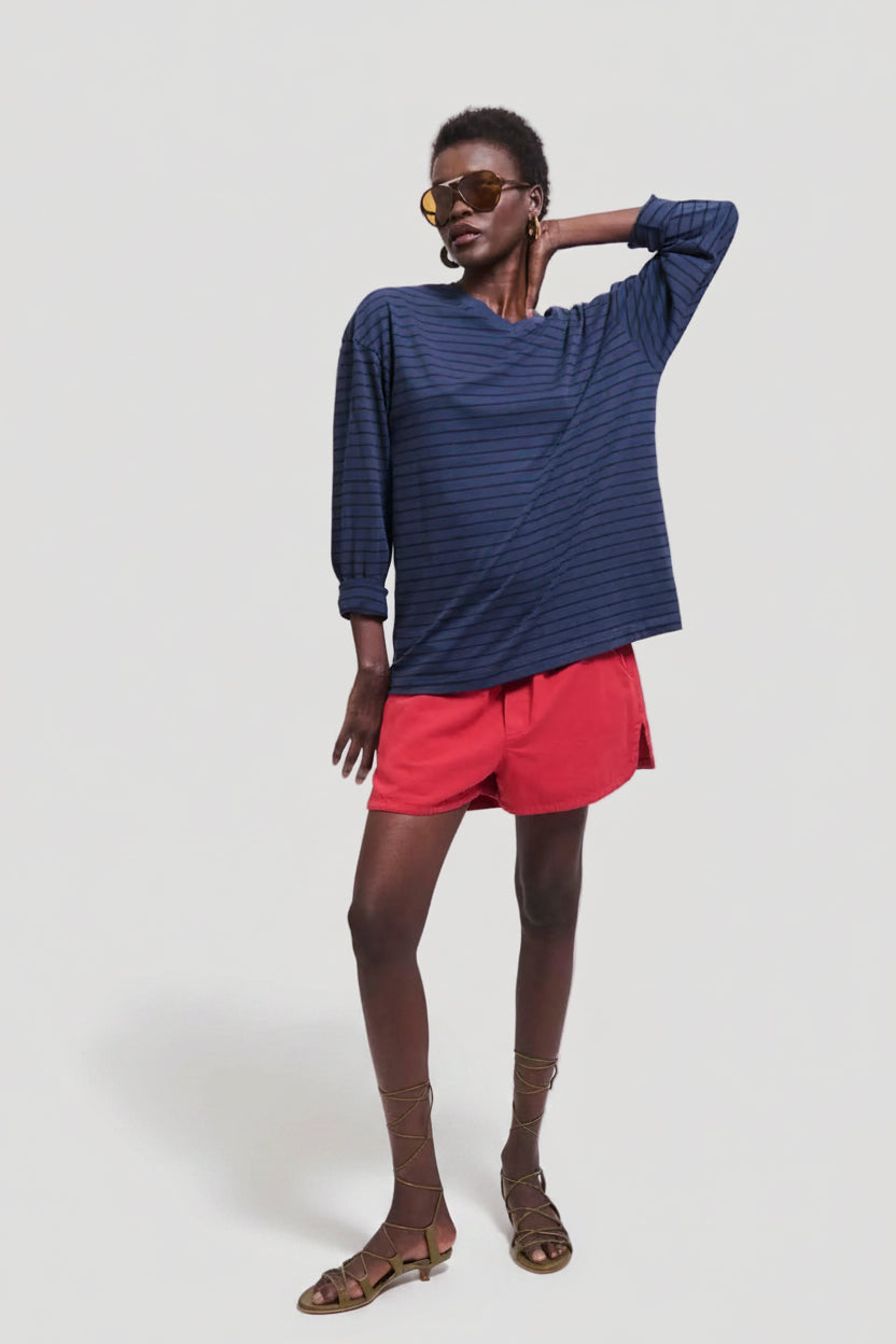 The High V Tee in Blue Stripe