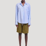 The Weekend Shirt in Teal Stripe