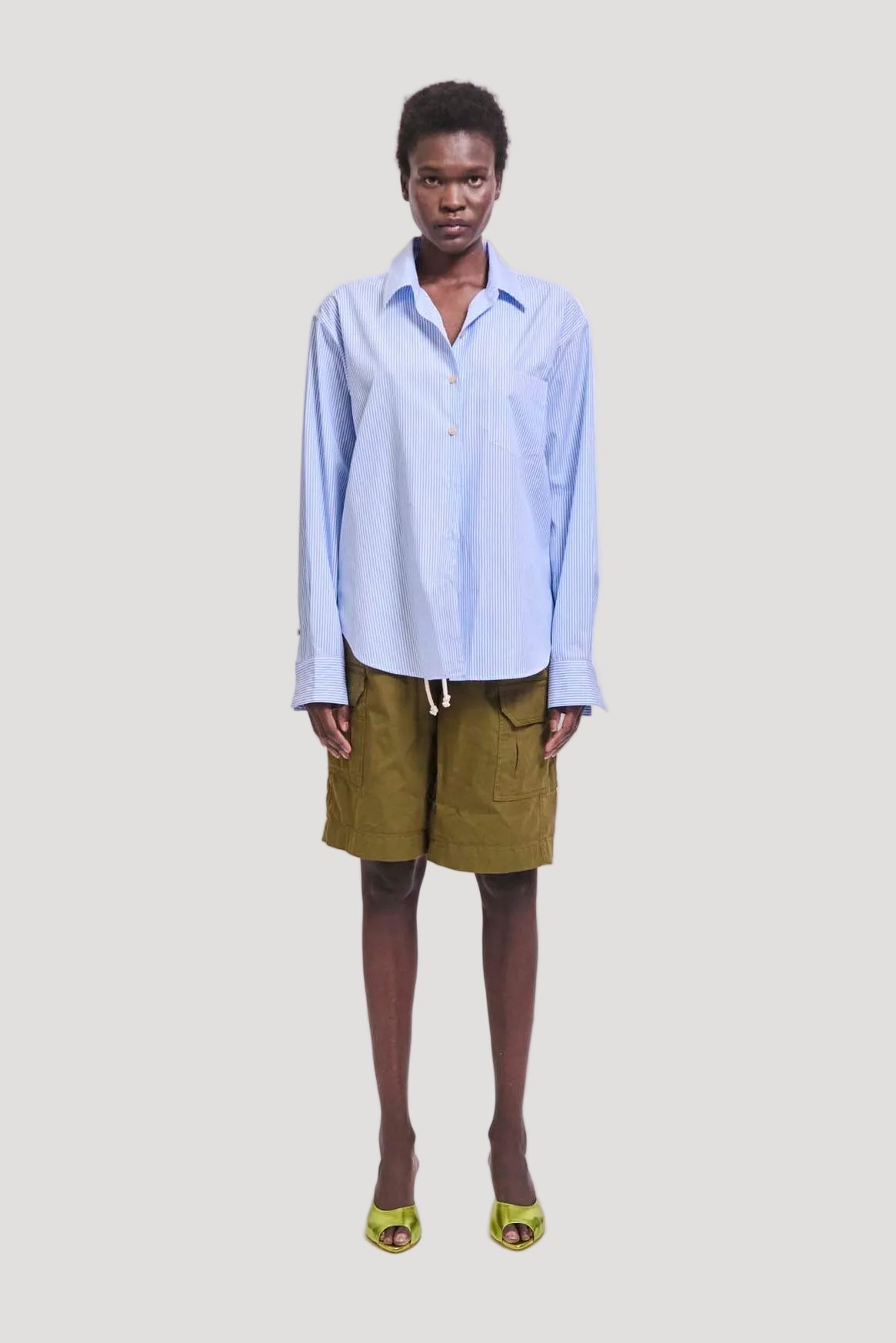 The Weekend Shirt in Teal Stripe