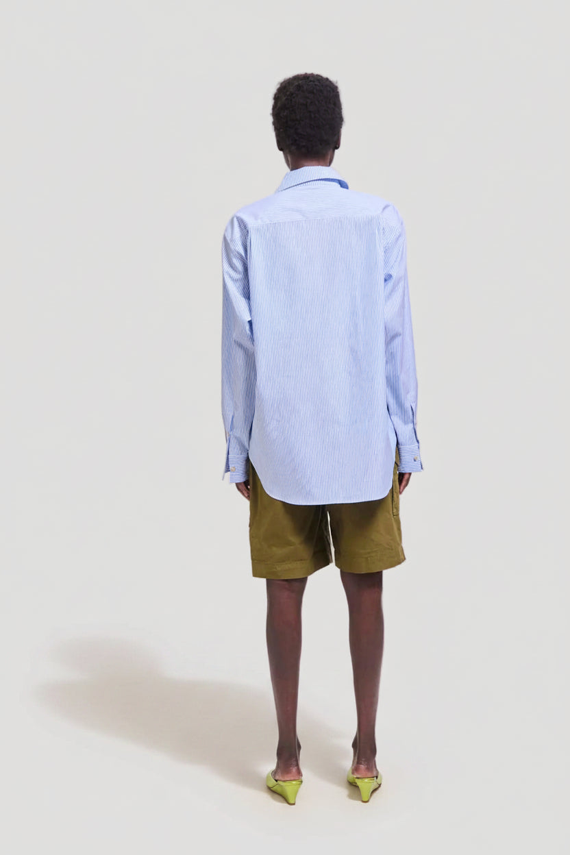 The Weekend Shirt in Teal Stripe
