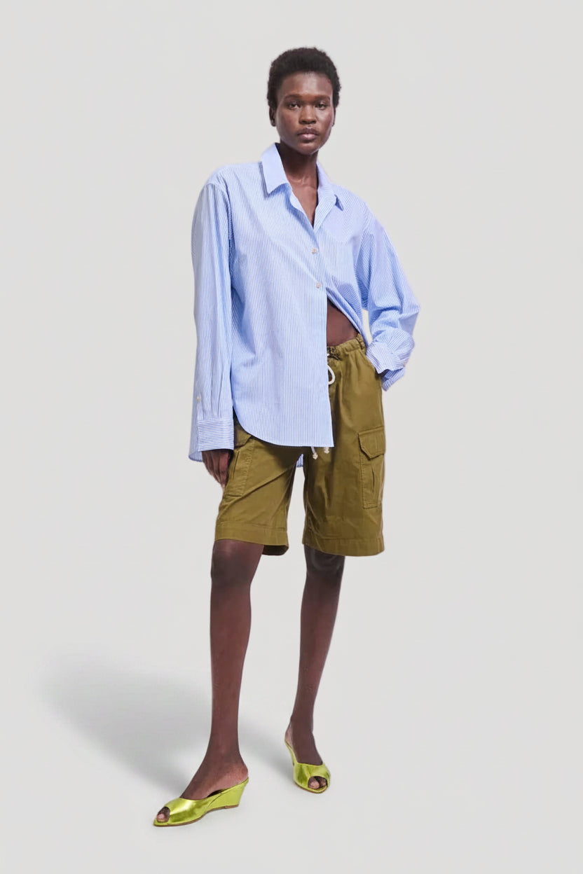 The Weekend Shirt in Teal Stripe