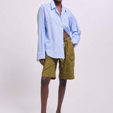 The Weekend Shirt in Teal Stripe