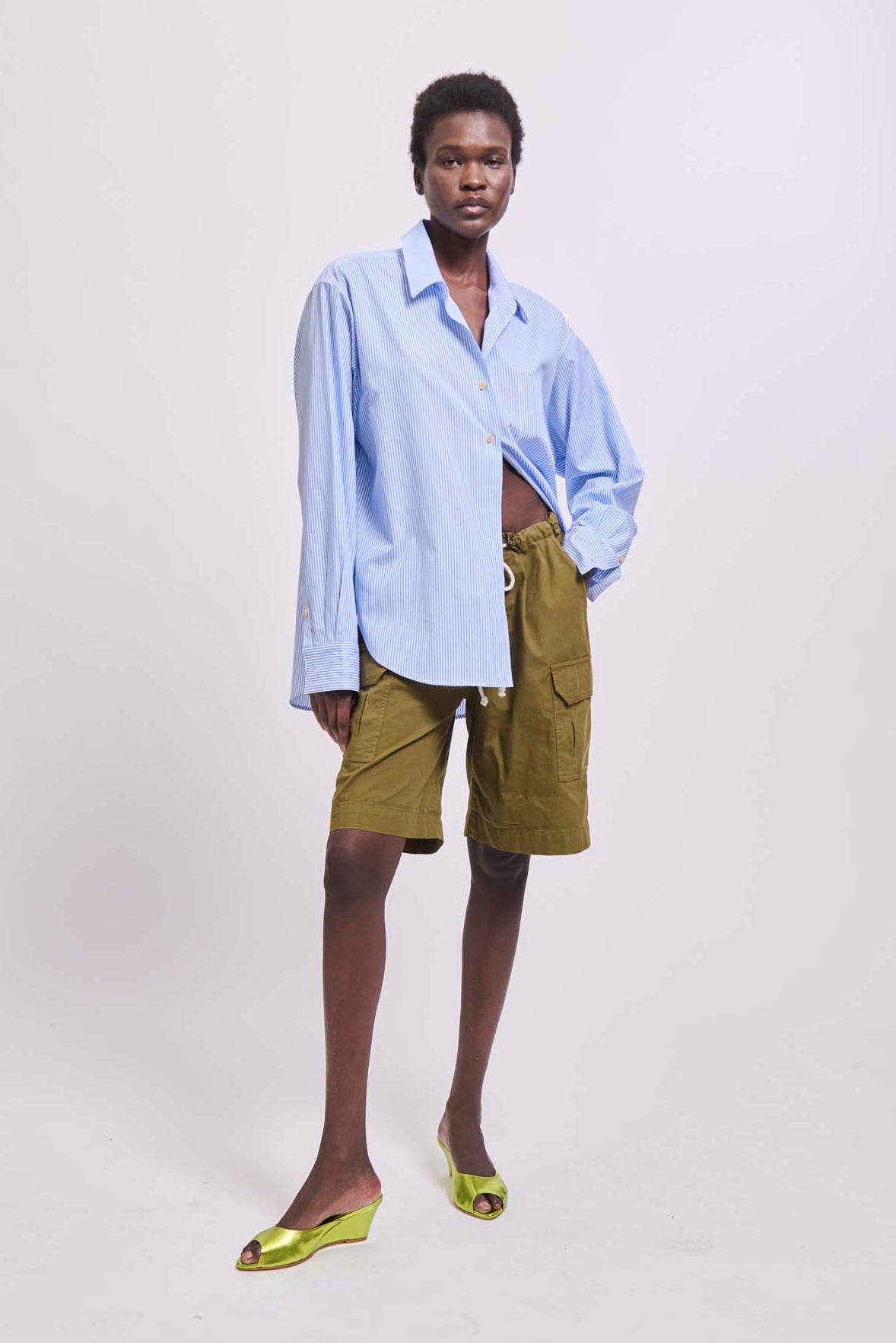 The Weekend Shirt in Teal Stripe