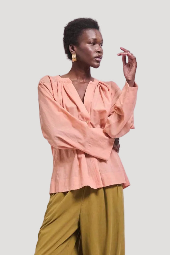 The Pascale Blouse in Dusty Peach