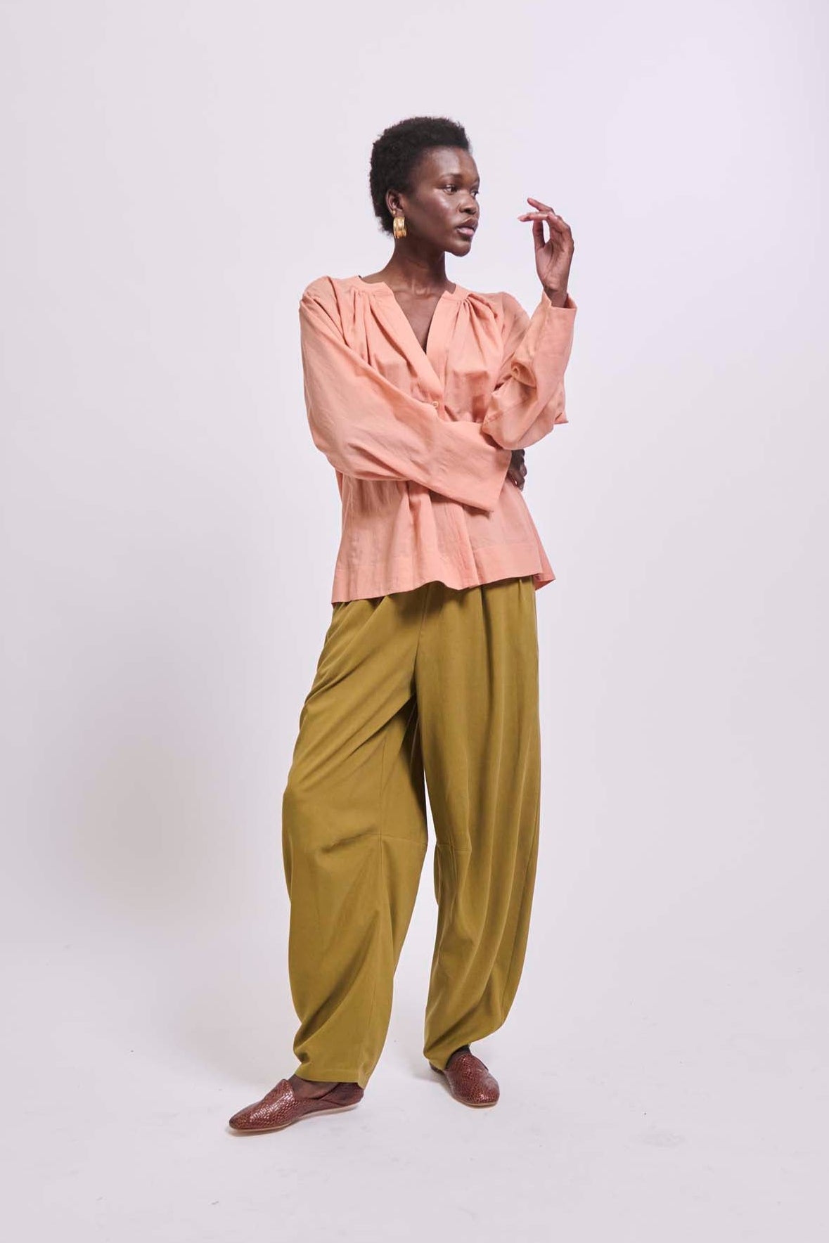 The Pascale Blouse in Dusty Peach