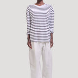 The High V Tee in White Stripe