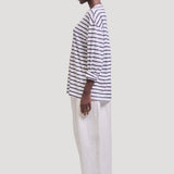 The High V Tee in White Stripe