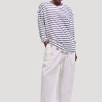 The High V Tee in White Stripe