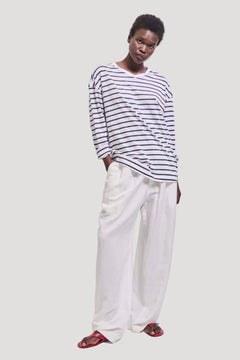 The High V Tee in White Stripe