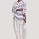 The High V Tee in White Stripe