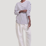 The High V Tee in White Stripe