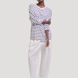 The High V Tee in White Stripe