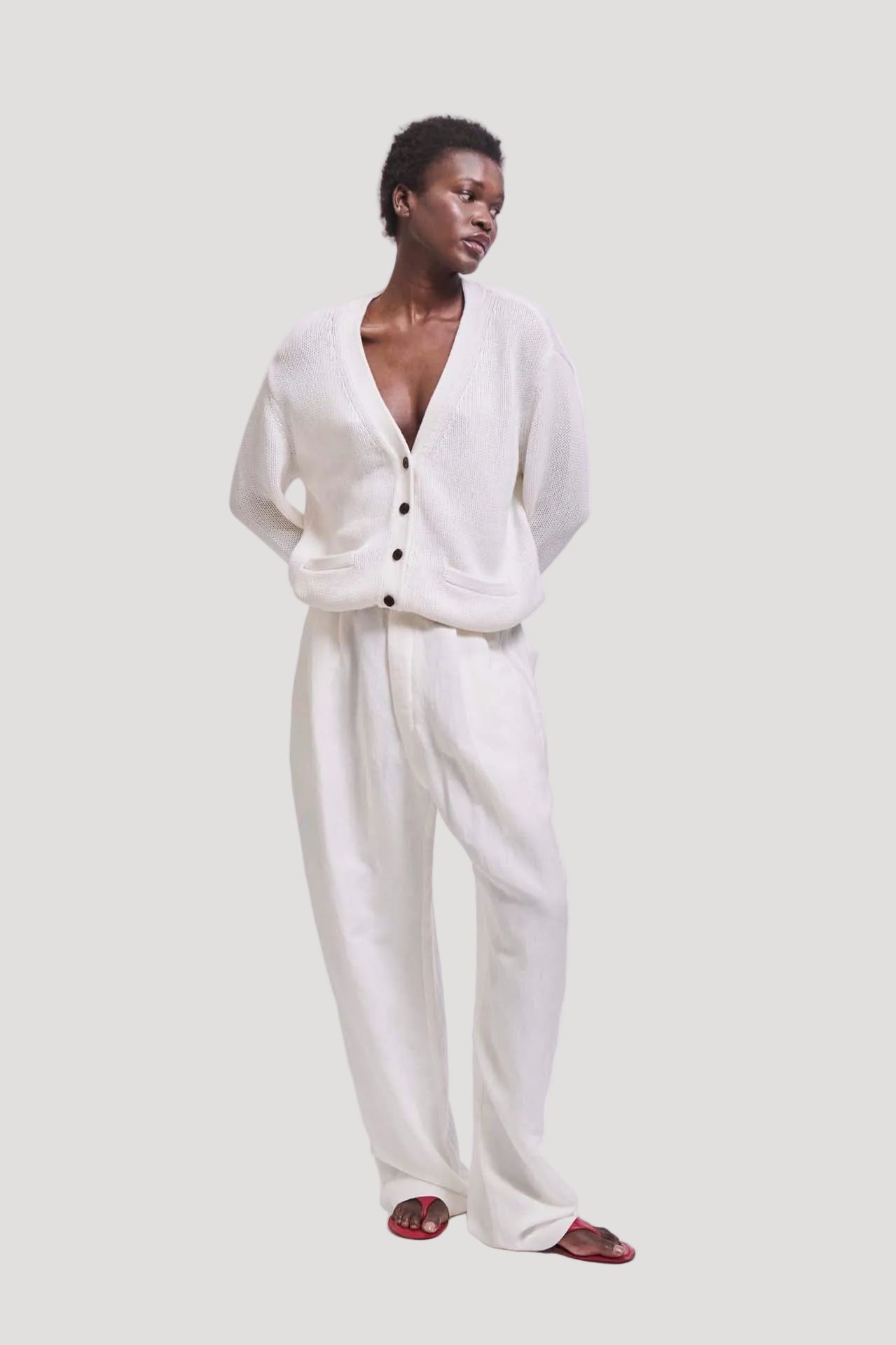 The Welt Pocket Cardigan in White