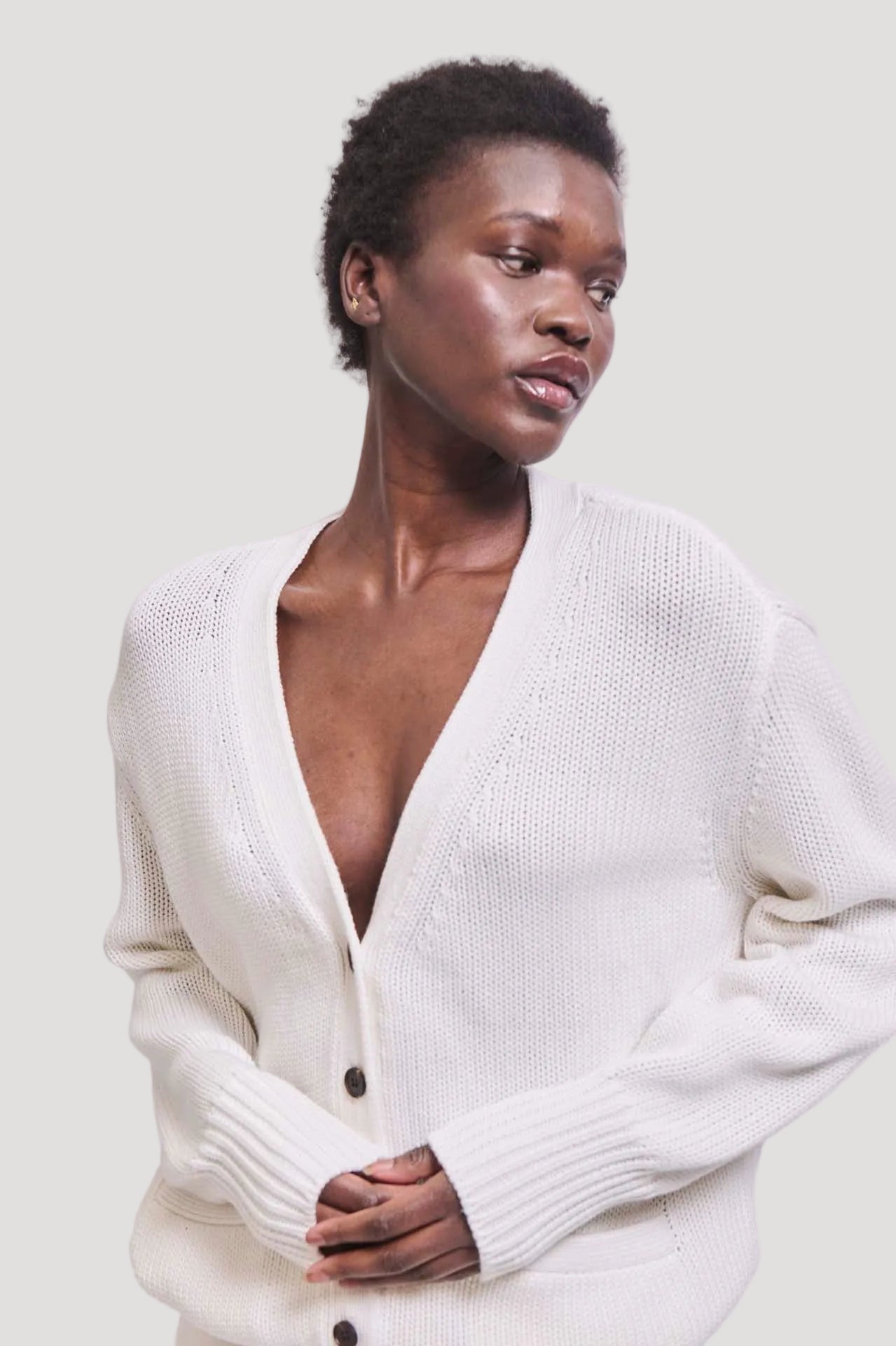 The Welt Pocket Cardigan in White