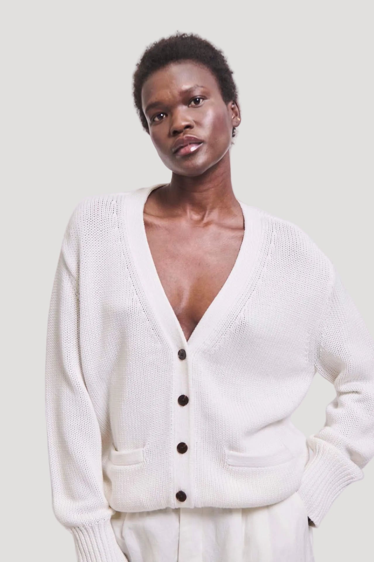 The Welt Pocket Cardigan in White