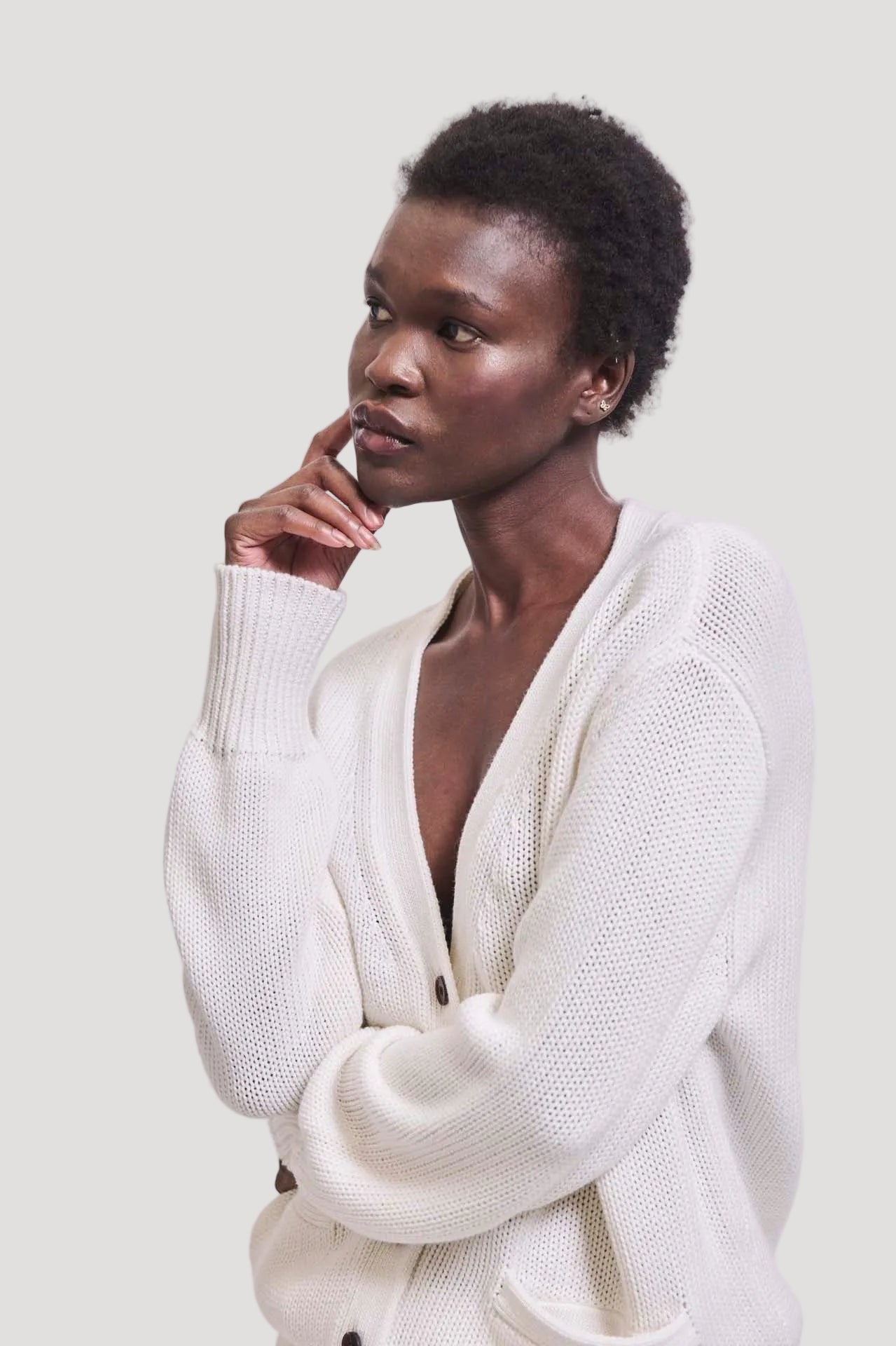 The Welt Pocket Cardigan in White