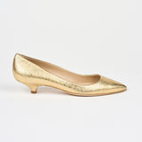The Kitty Point Heel in Warm Gold Side