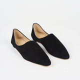 The Mule in Black Suede Angled Front View