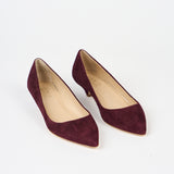 The Kitty Point in Maroon Suede Angled Front