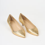 The Kitty Point Heel in Warm Gold Angled Front