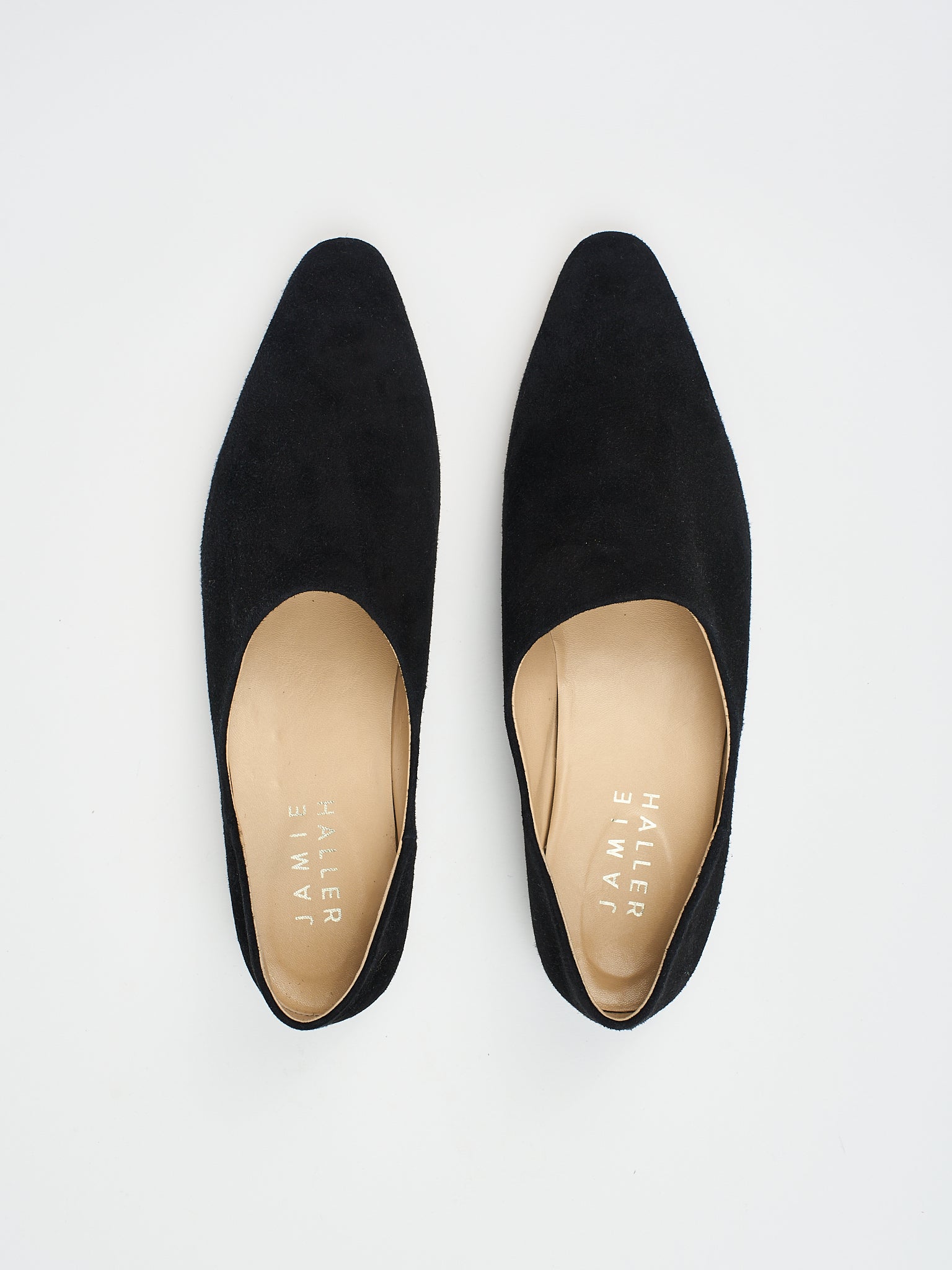 The Mule in Black Suede Flat Front