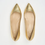 The Kitty Point Heel in Warm Gold Flat