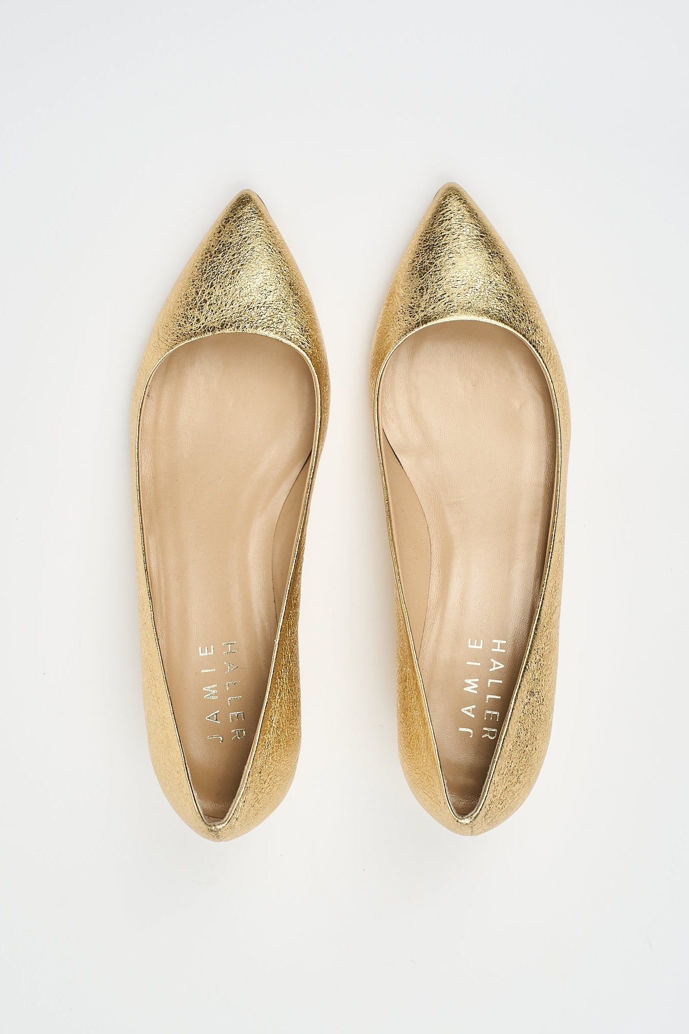 The Kitty Point Heel in Warm Gold Flat