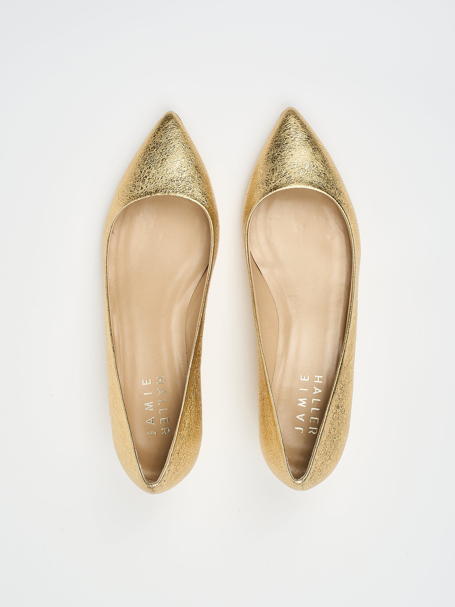 The Kitty Point Heel in Warm Gold Flat