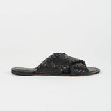 The Woven Strap Slide in Black Side View
