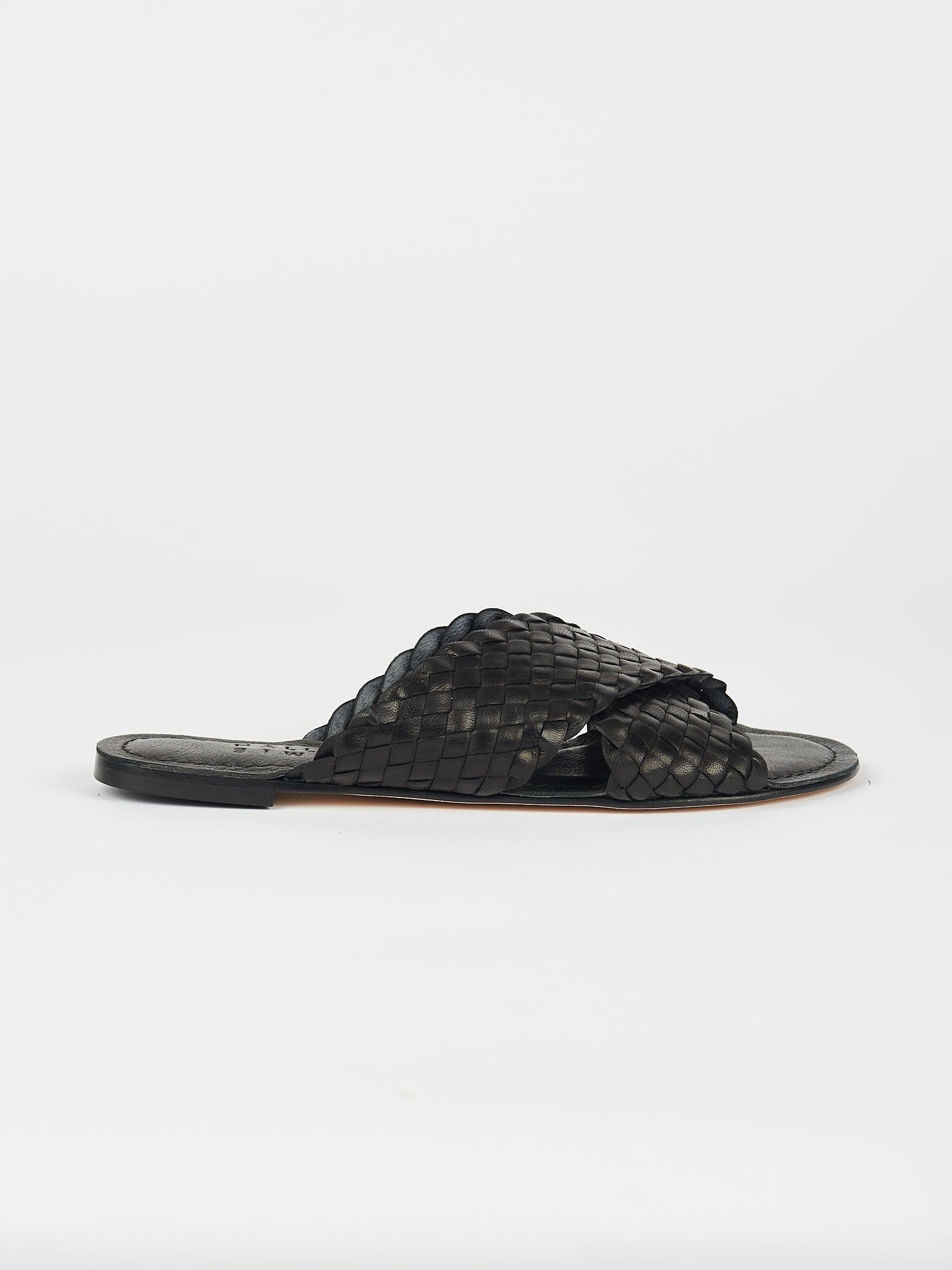 The Woven Strap Slide in Black Side View