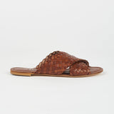 The Woven Strap Slide in Brown Side View
