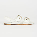 Double Buckle Sandal in White Side View