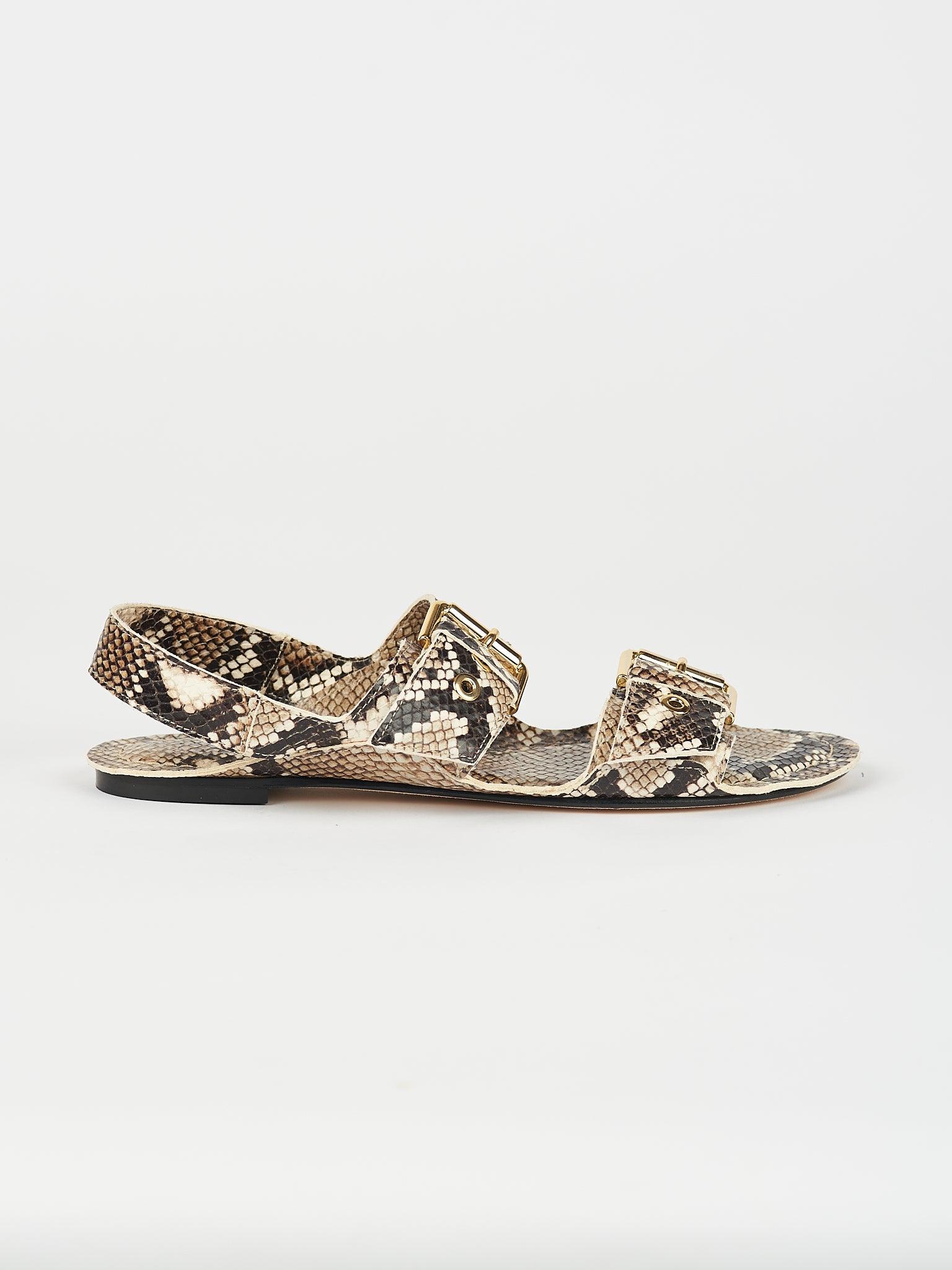 Double Buckle Sandal in Embossed Python Side View