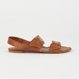 The Double Buckle Sandal in Cognac